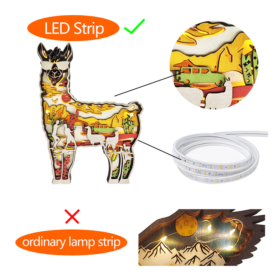 Alpaca 3D Wood Carving Light