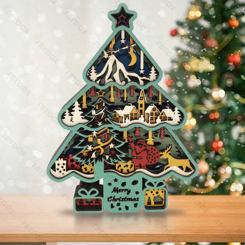 Christmas Tree 3D Wood Carving Light