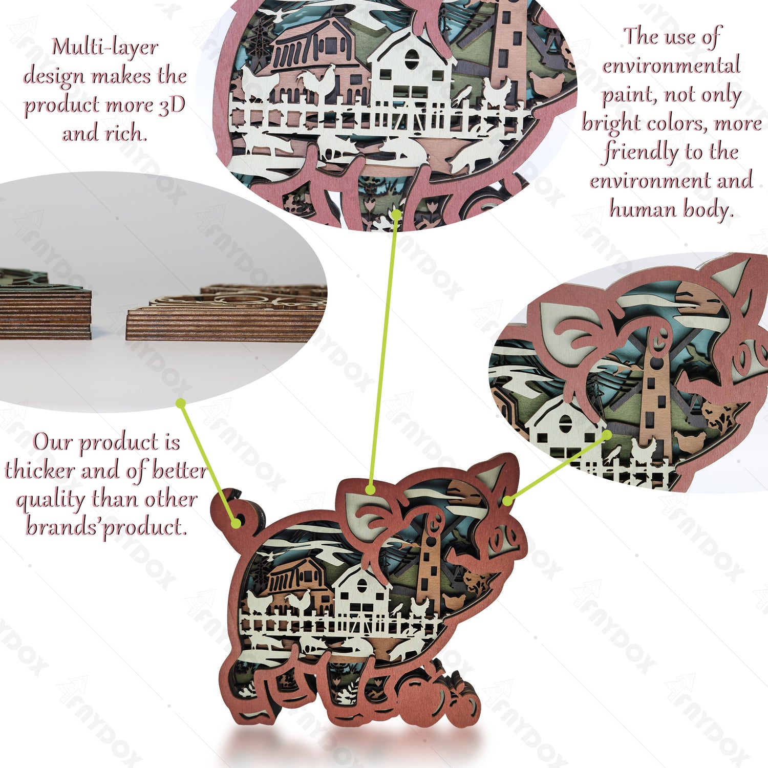 Wooden Piggy Carving Handcraft Gift