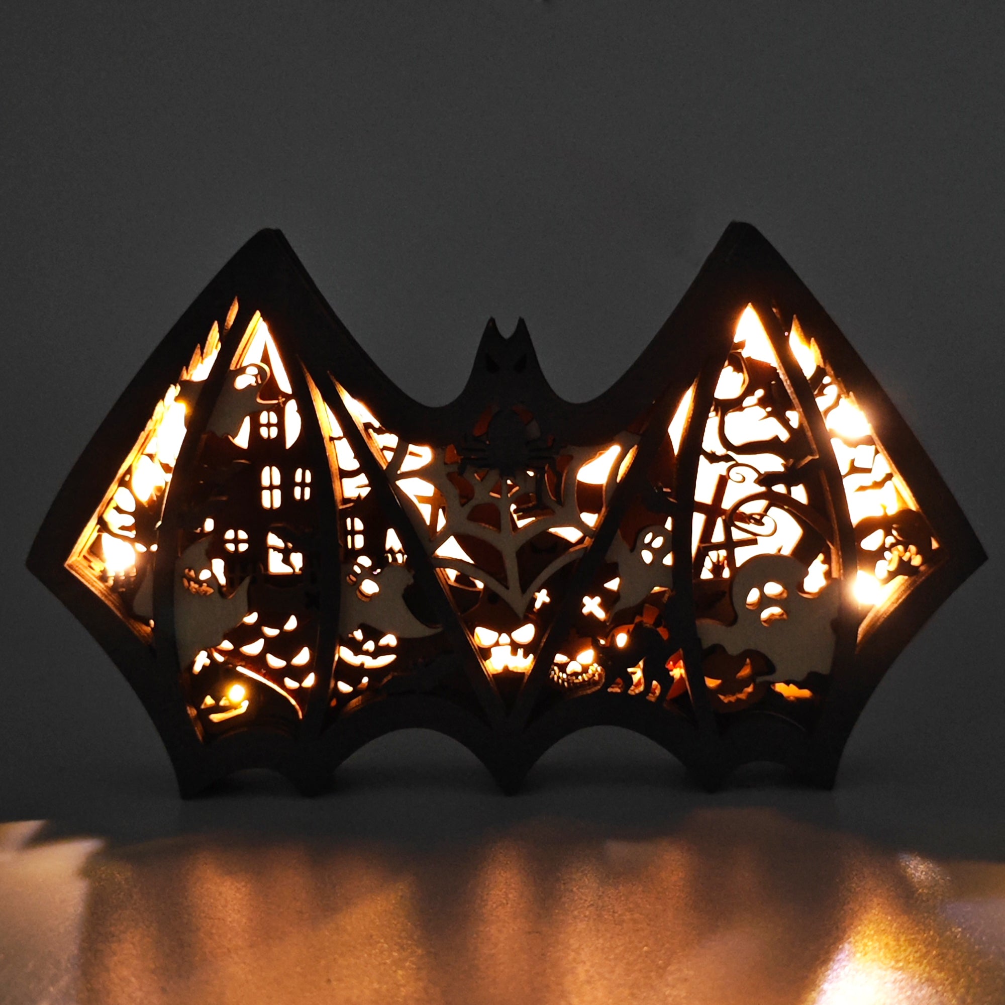 Bat 3D Wood Carving Light