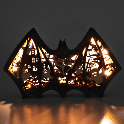 Bat 3D Wood Carving Light