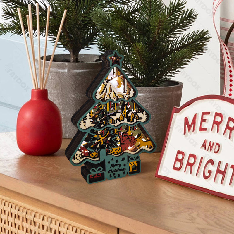 Christmas Tree 3D Wood Carving Light