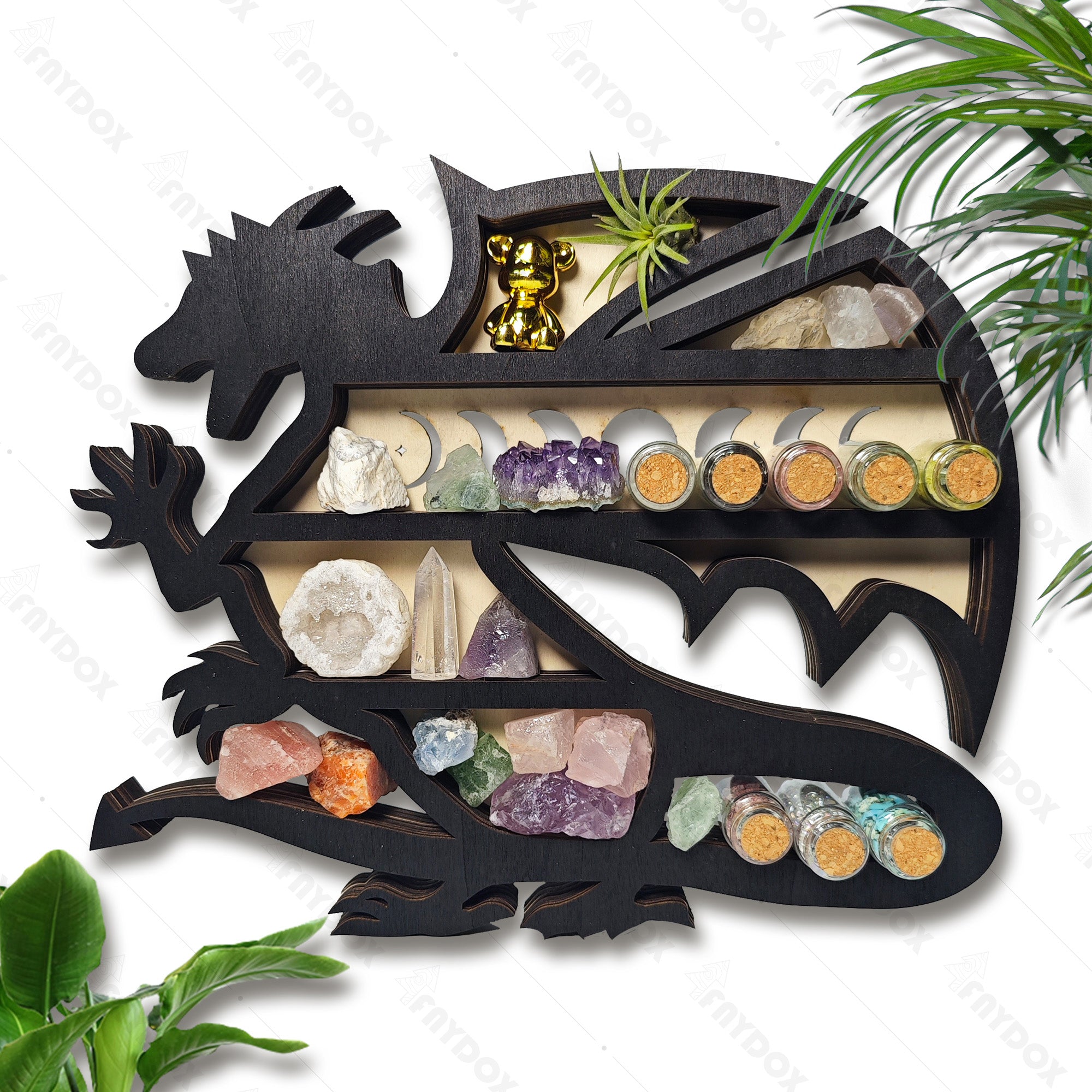 Rustic Dragon Wooden Crystal Shelf Display