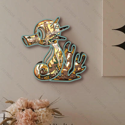 Wooden Seahorse Carving Handcraft Gift With Led