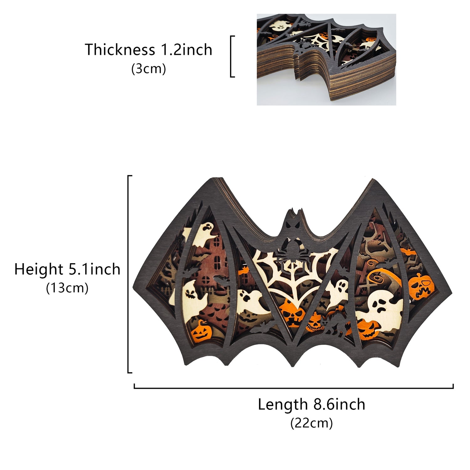 Bat 3D Wood Carving Light