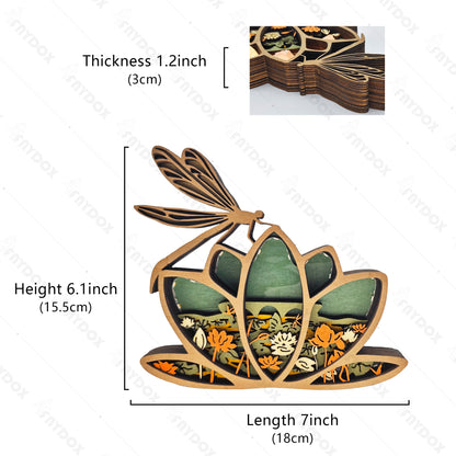 Lotus Dragonfly 3D Wood Carving Light