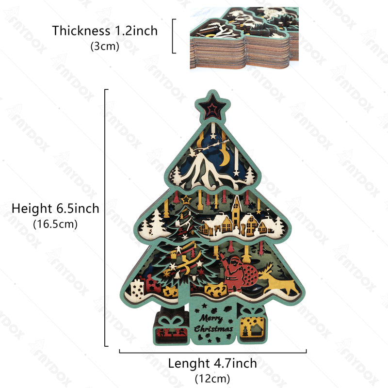 Christmas Tree 3D Wood Carving Light