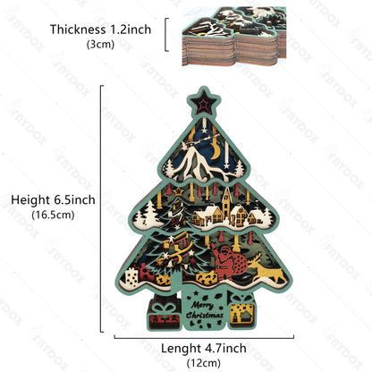 Christmas Tree 3D Wood Carving Light