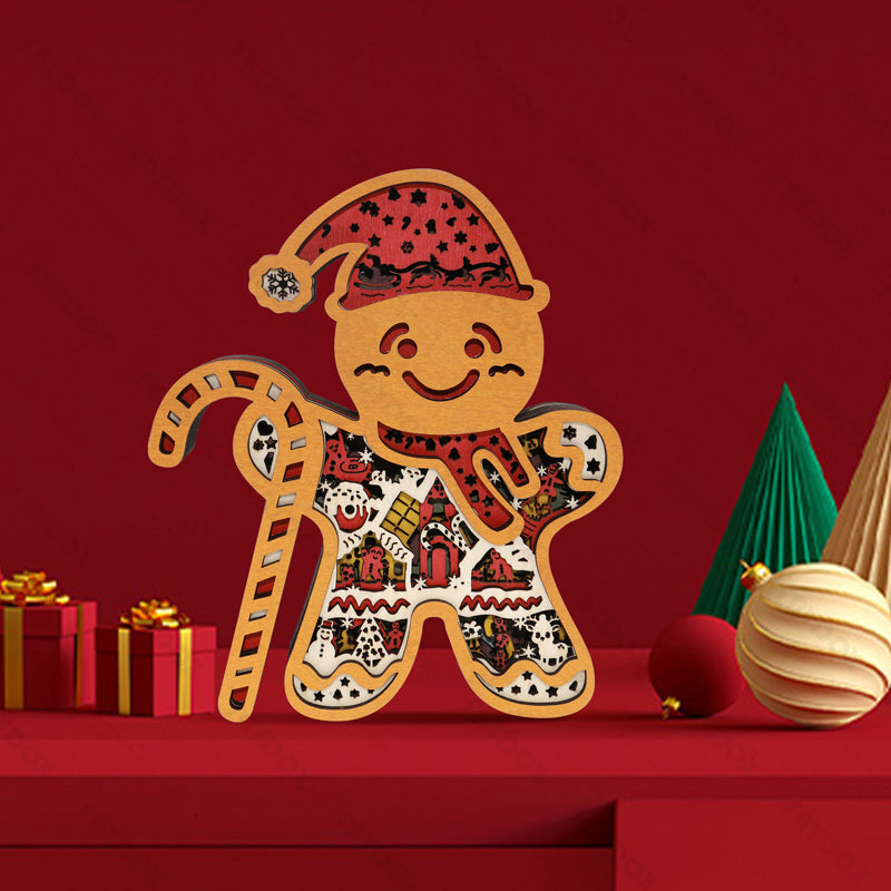 Gingerbread Man 3D Wood Carving Light