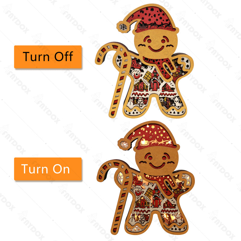 Gingerbread Man 3D Wood Carving Light