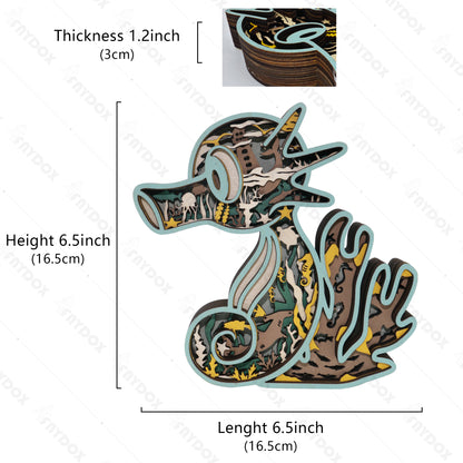 Wooden Seahorse Carving Handcraft Gift With Led