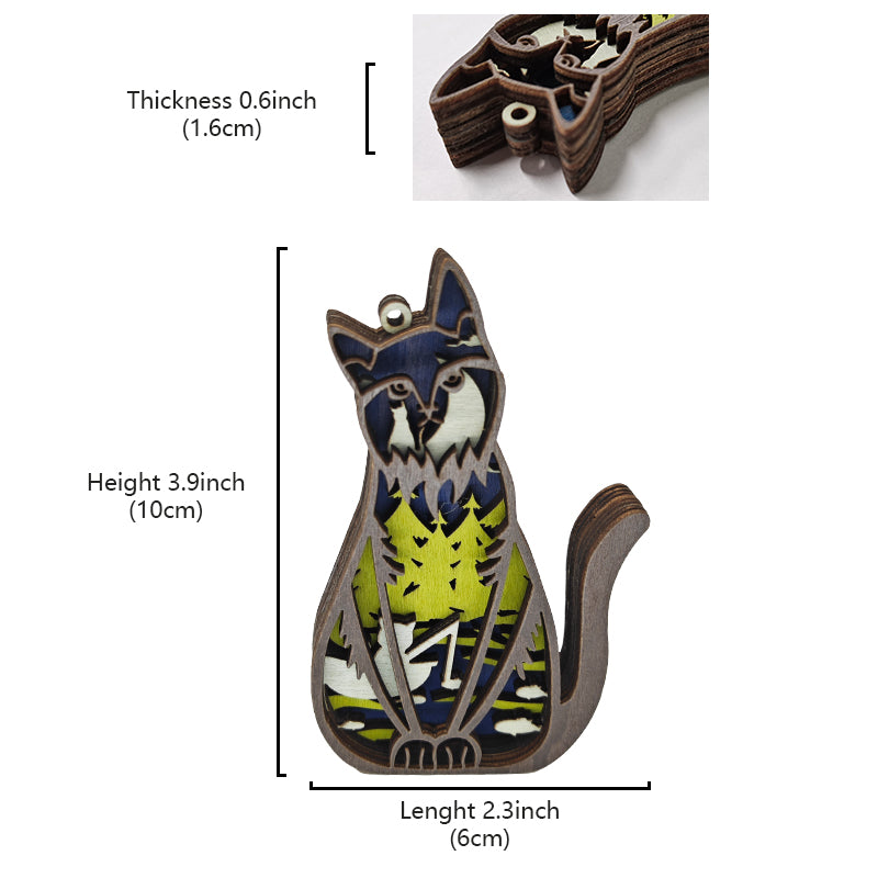 Wooden Mini Cat Carving Handicraft Woodwork