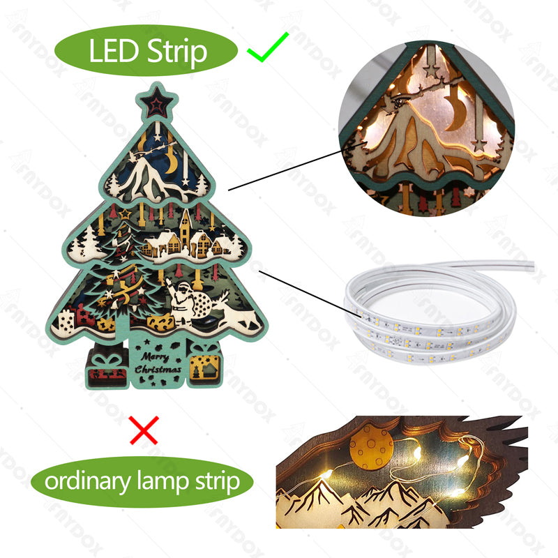 Christmas Tree 3D Wood Carving Light