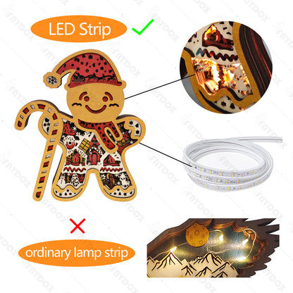 Gingerbread Man 3D Wood Carving Light