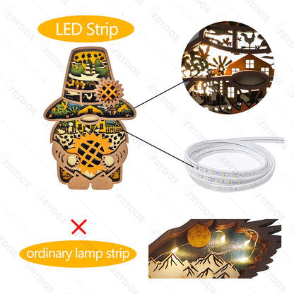 Sunflower Man 3D Wood Carving Light