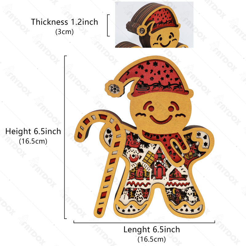 Gingerbread Man 3D Wood Carving Light