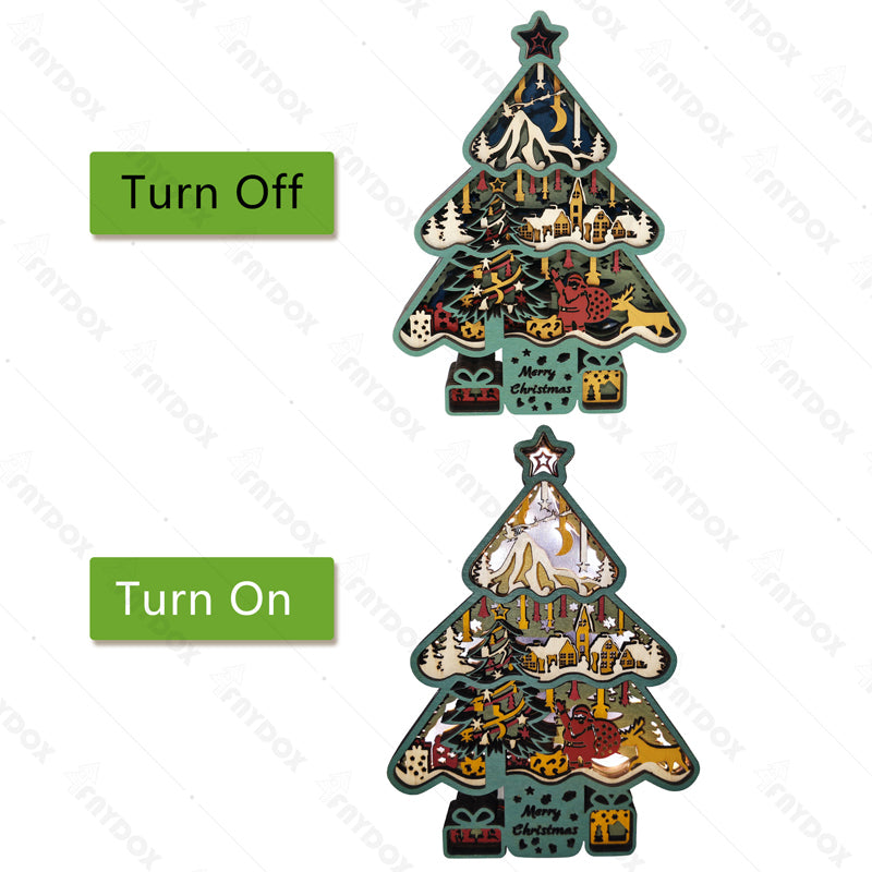 Christmas Tree 3D Wood Carving Light