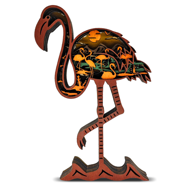 Flamingo 3D Wood Carving Light