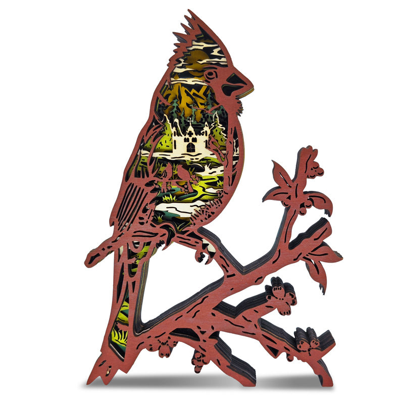 Northern cardinal 3D Wood Carving Light