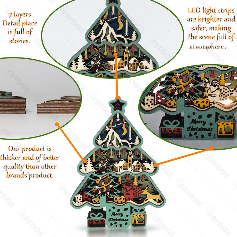 Christmas Tree 3D Wood Carving Light