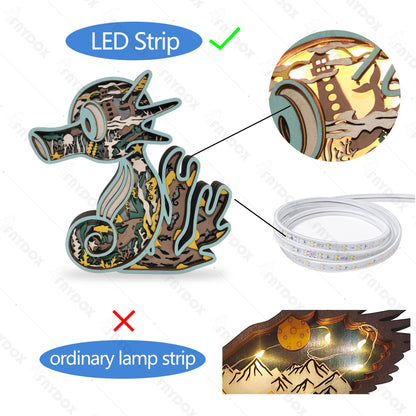 Wooden Seahorse Carving Handcraft Gift With Led