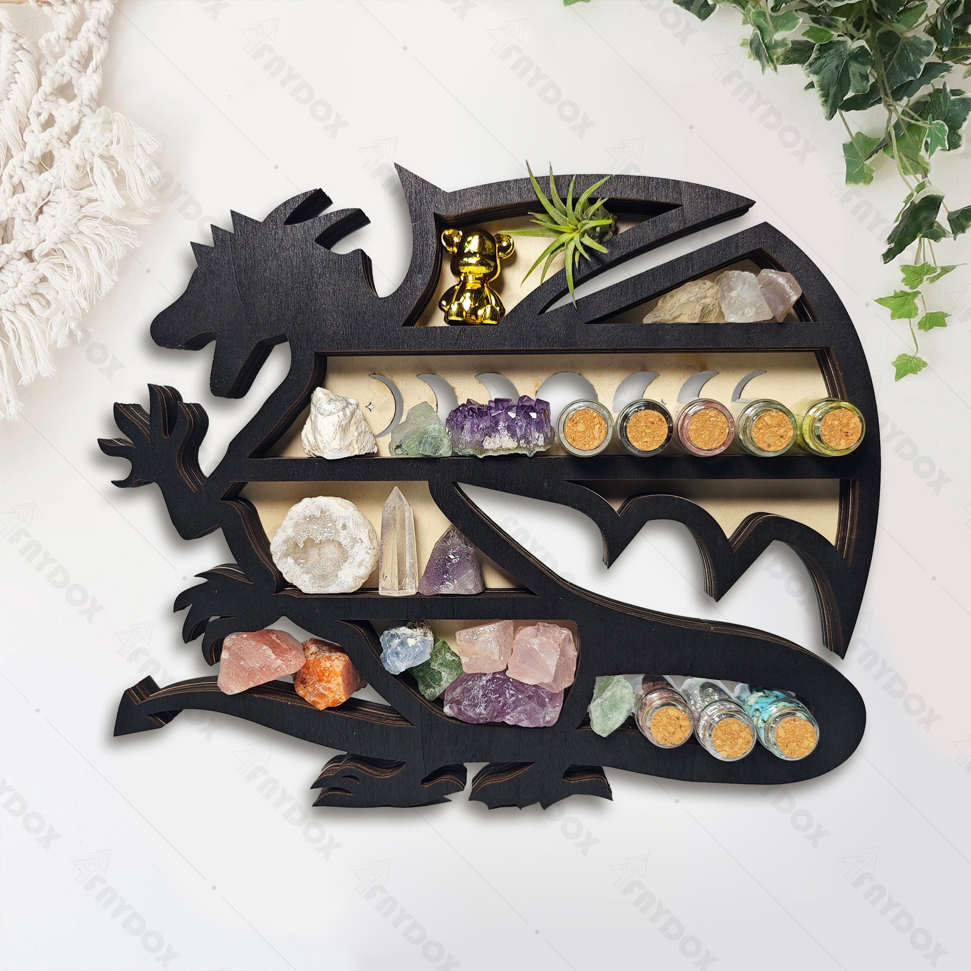 Rustic Dragon Wooden Crystal Shelf Display