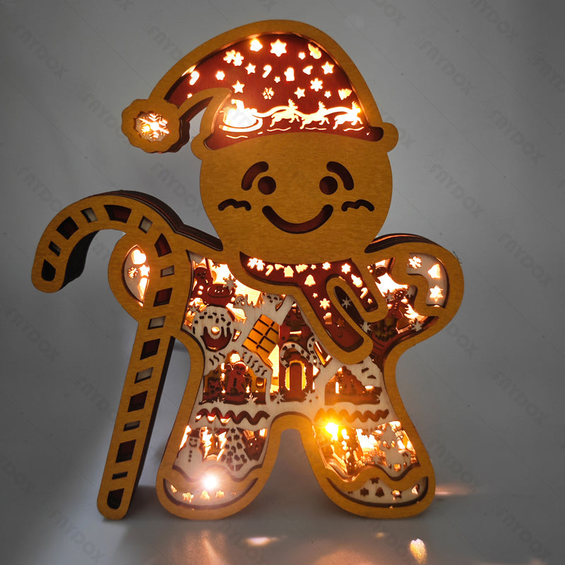 Gingerbread Man 3D Wood Carving Light