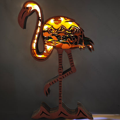 Flamingo 3D Wood Carving Light