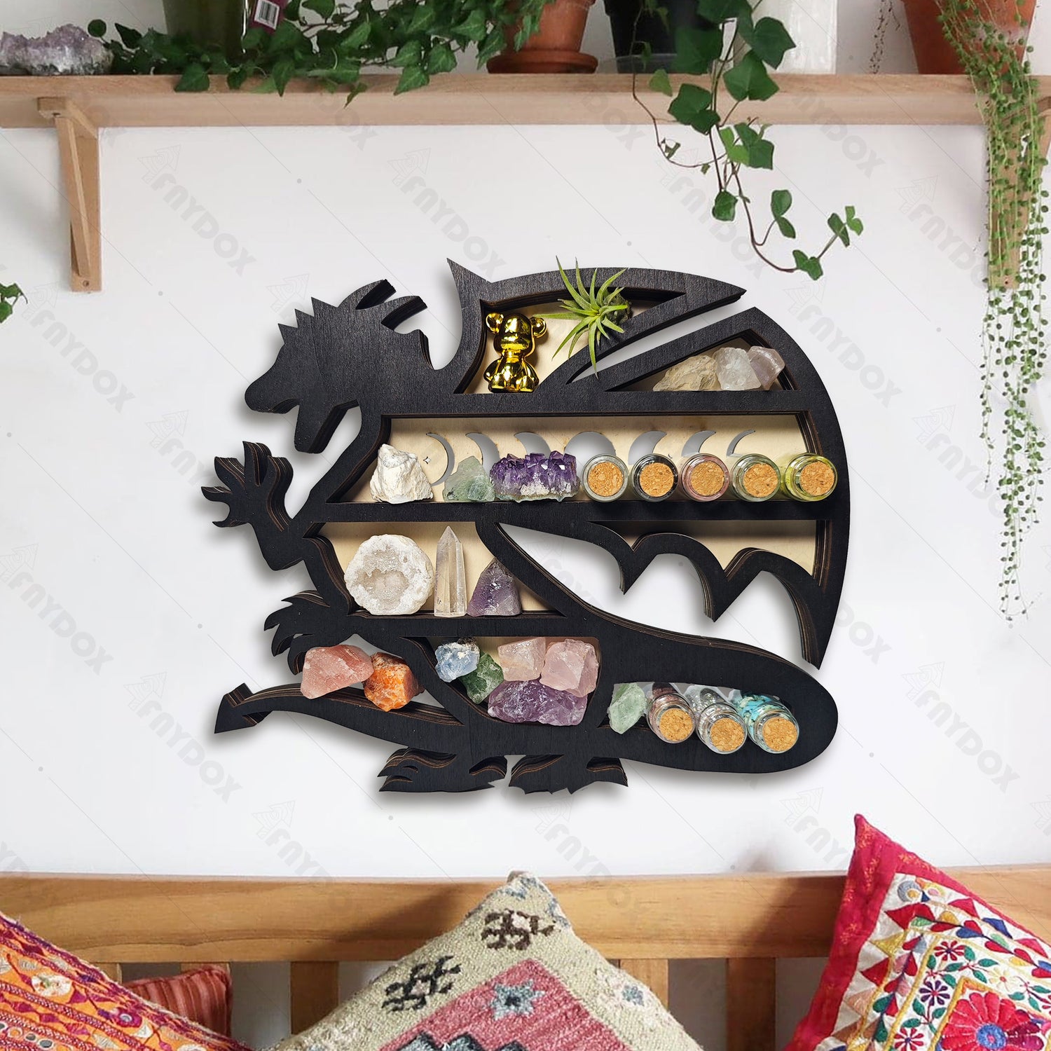 Rustic Dragon Wooden Crystal Shelf Display