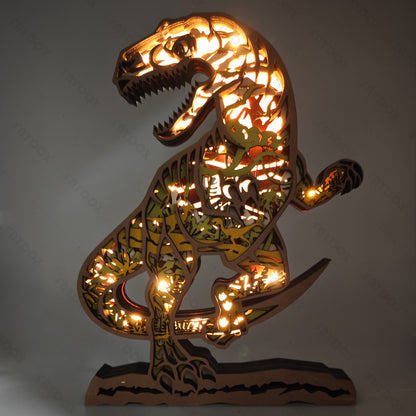 Velociraptor 3D Wood Carving Light