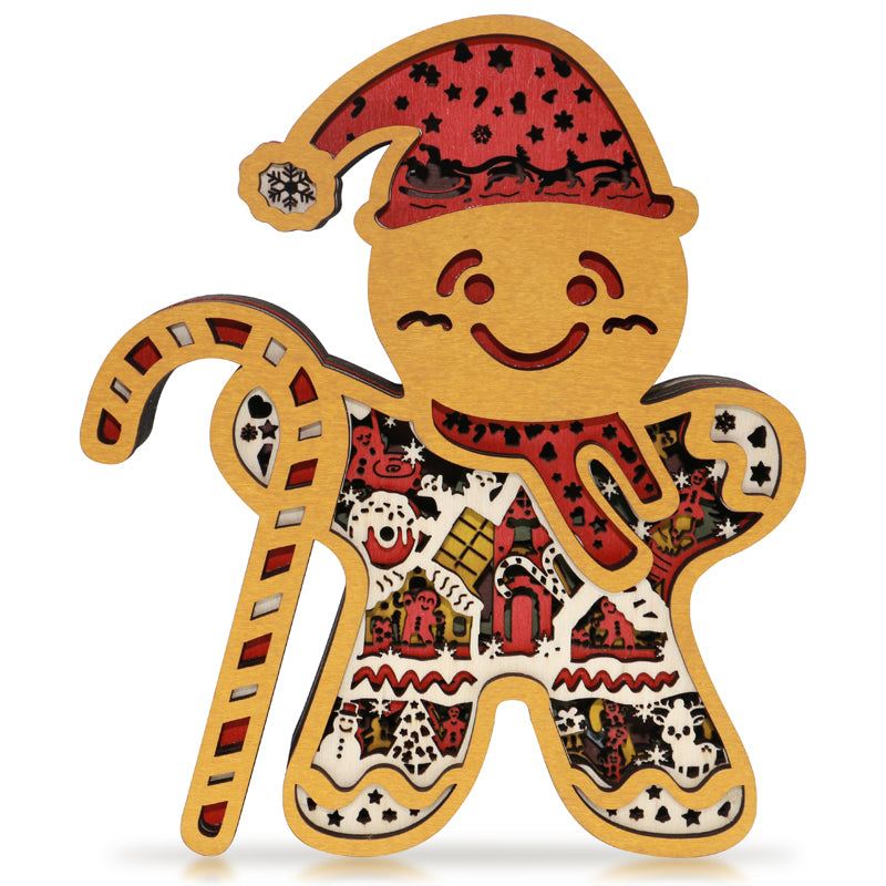 Gingerbread Man 3D Wood Carving Light