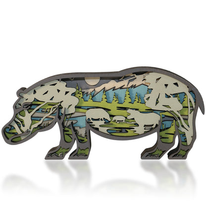 Wooden Hippos Carving Handcraft Gift