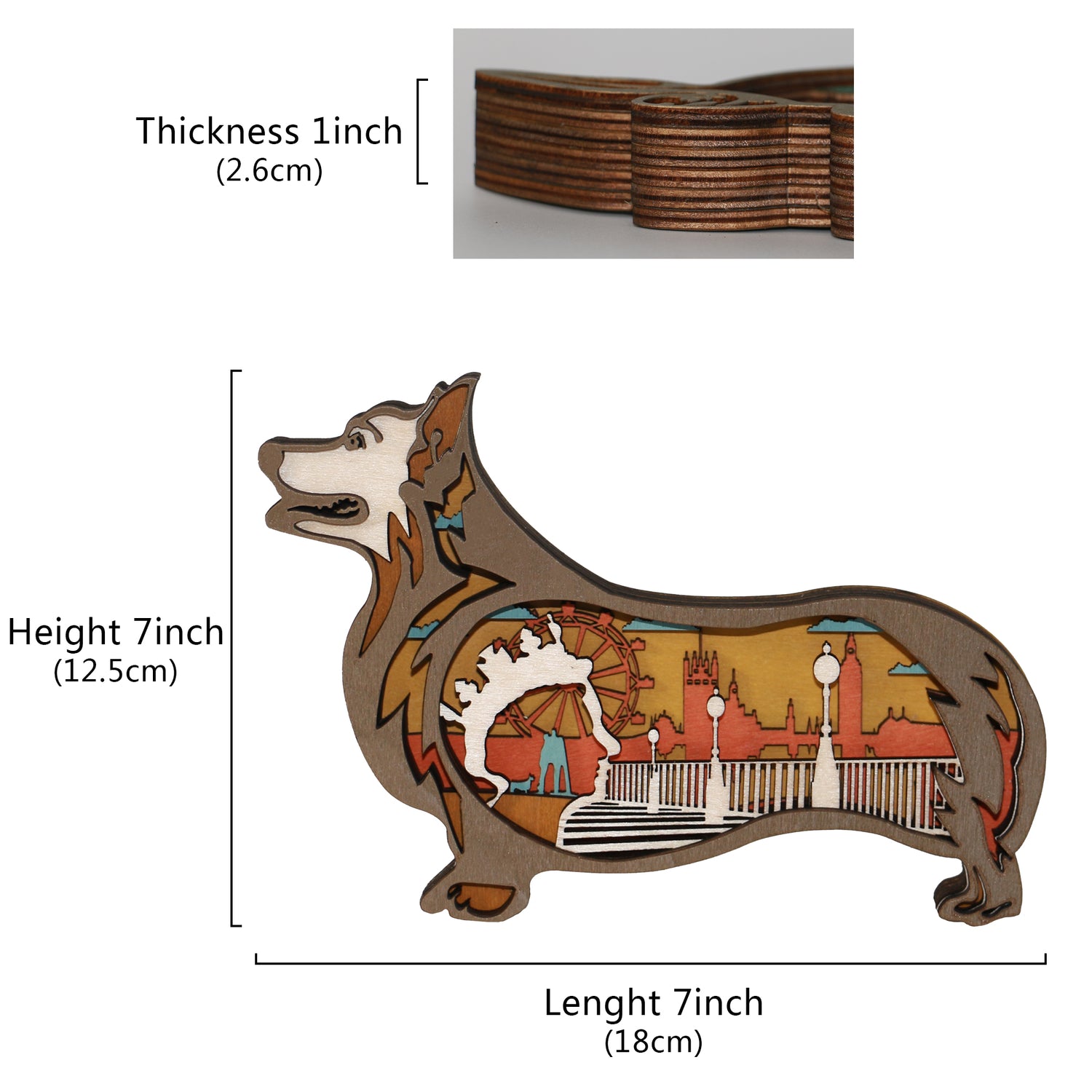 Wooden Corgi Carving Handcraft Gift