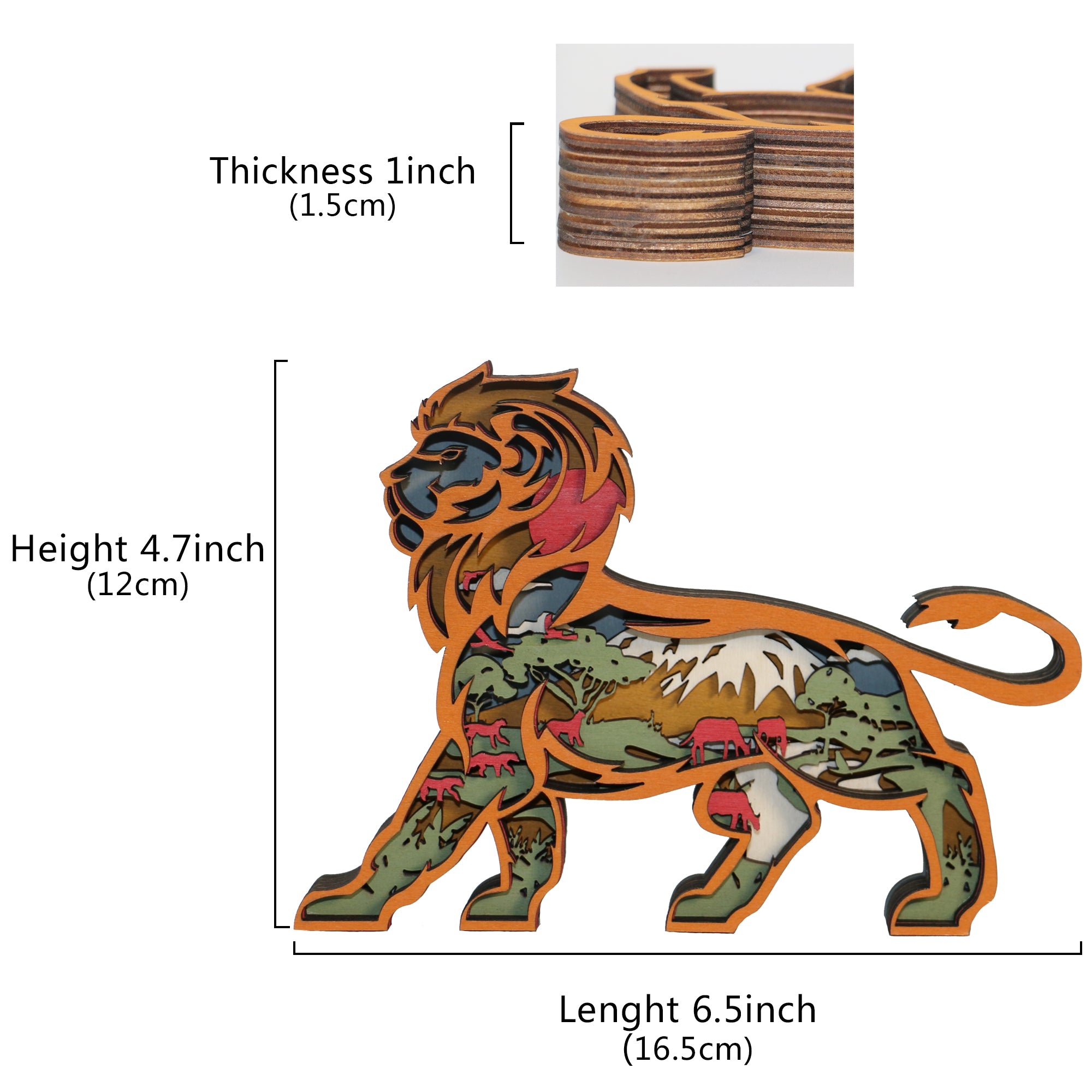 Wooden Lion Carving Handcraft Gift